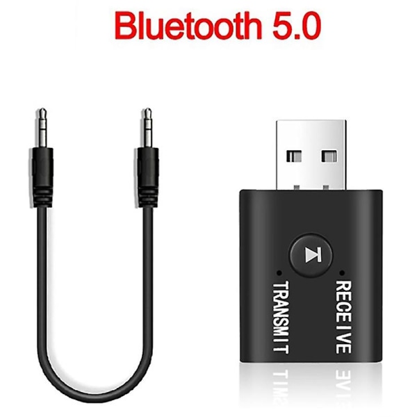 Bärbar Bluetooth 5.0 sändare mottagare 3,5 mm Aux USB Mini 2 i 1 trådlös Stereo USB Audio Ada