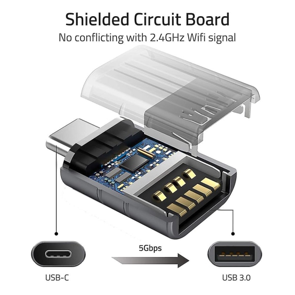 2-pak USB-C til USB-adapter, USB-C hann til USB 3.0 hunnadapter Kompatibel med for Pro etter 201