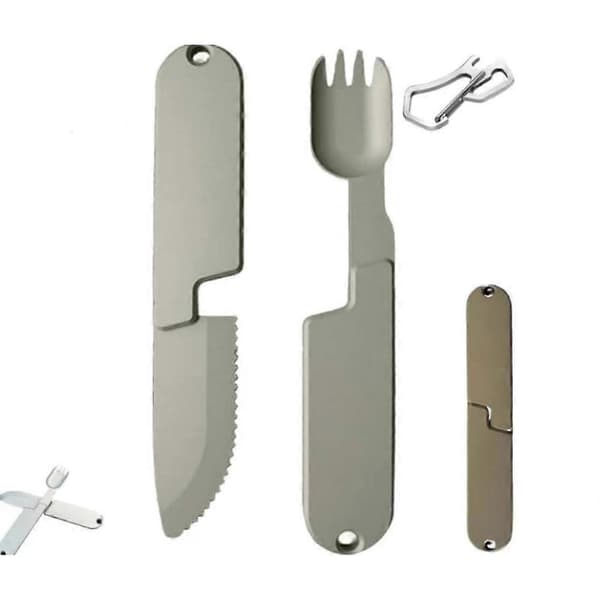 Camping Bestick Set, Kopak Bestick Set, 2 i 1 Camping Bestick Set 2pcs