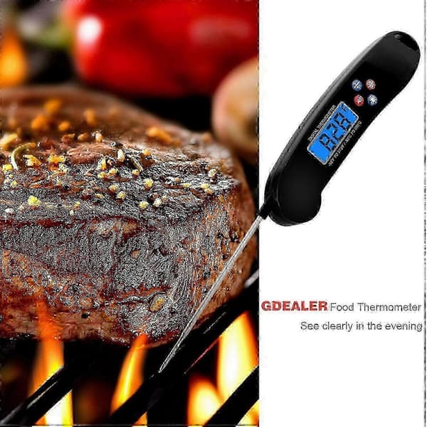 Talande Digital Kötttermometer Super Snabb Instant Läsning Termometer Med Bakgrundsbelyst Funktion Svart