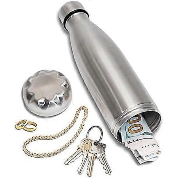 Diversion Vattenflaska Burk Säker av Stash-it, Rostfri Stål Tumbler med Gömställe för Pengar, Diskret Lockbete för Resor eller Hemma, Botten Skruvas Av