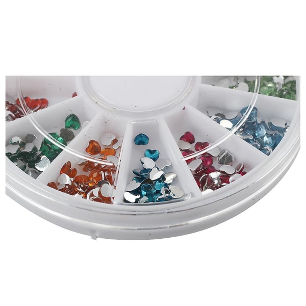 300 stk 2 mm 12 farver Glitter Heart Nail Art UV Akryl Tips Rhinestones Wheel