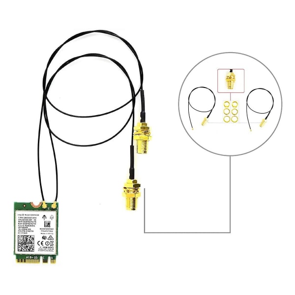 Trådløst AC8265 NIC-modul for Jetson Nano (B01) med innebygd Intel 2,4 GHz / 5 GHz dobbeltbånds WiFi Bluetooth