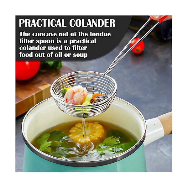 6 stk. Rustfrit Stål Mesh Skummeske Hot Pot Si Strainer Skeer Til Køkken Madlavning Steg Mad