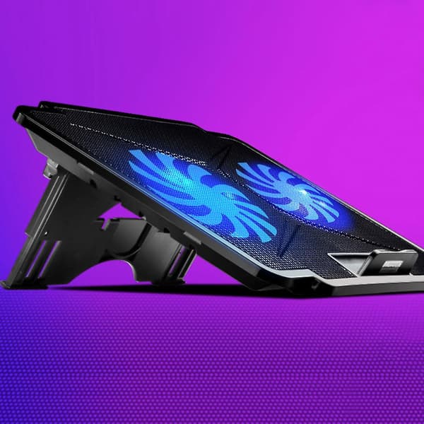 Laptop-kjøleplate med 2 USB-porter, doble vifter, stativ for bærbare datamaskiner 14/15,6 tommer