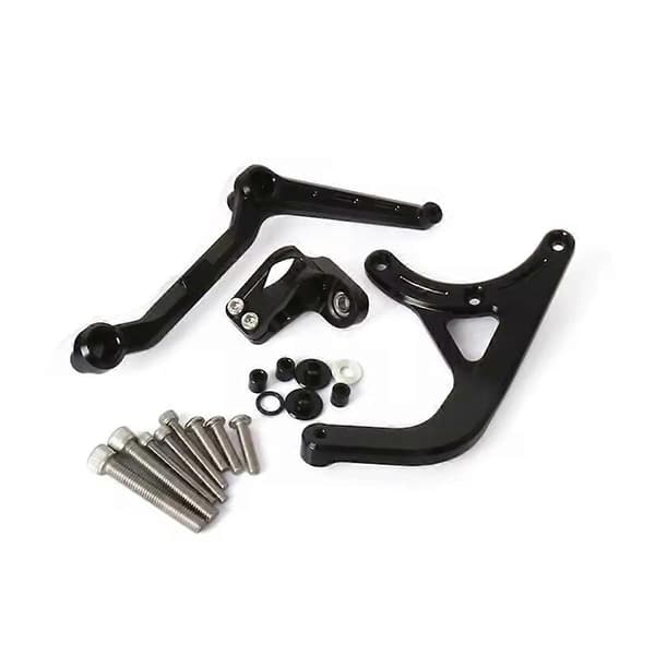 Motorcykel Justerbar Styrestabilisator Dæmper Beslag Kit Sort