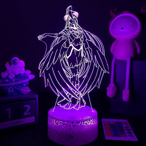 Anime 3D Lampe Overlord LED Natlys Albedo Figur Sengelampe Til Soveværelse Indretning Børn Fødselsdagsgave