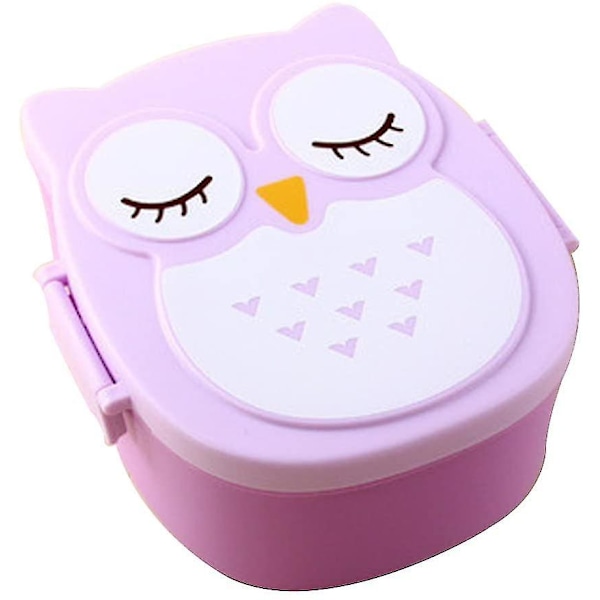 Lunch Box For Children Cartoon Owls Portable Bento 800ml Purple