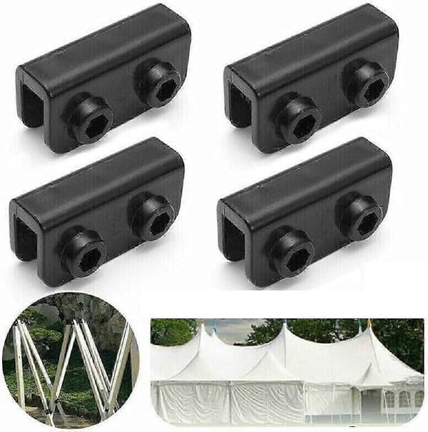 4 stk 2-veis Pop Up Gazebo Erstatningskobling Reservedel Rektangulær Brakettsett Svart