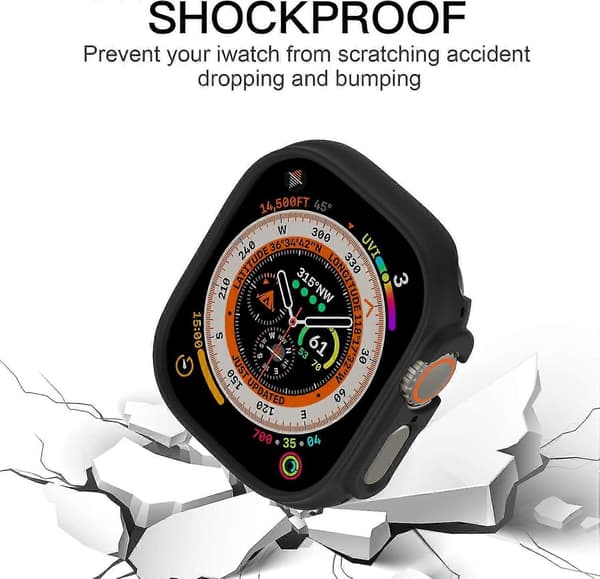 Støtsikker Ultratynn Hard PC Bumper Deksel For 49mm (svart)