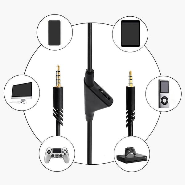 Ersättningskabel för A40/a40tr headset, spelheadsetkabel med volymkontrollfunktion 2.0m