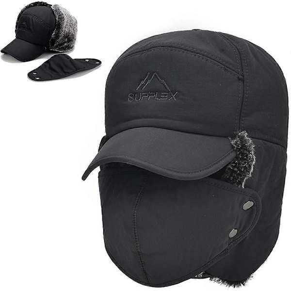 WJTG Vinter Trapperluer for Menn Varm Jegerlue med Øreklaffer Vindtett Maske Ushanka Lue for KvinnerJ