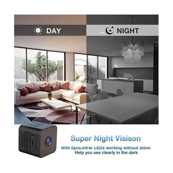 1080p Wifi-kamera Bevægelseslyddetektor Kontor, indendørs nattesynskamera Bilkameraer til Surveilla