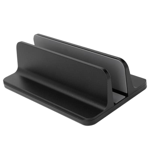 Aluminiumslegering Laptop Stand Vertikal Justerbar Notebook Computer Opbevaringsholder Sort