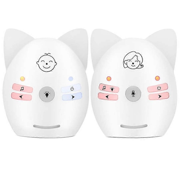 Trådløs V30 Bærbar Babysitter 2.4GHz Audio Babyalarm Digital Stemme Broadcast Dobbelttale Natlys Hvidt EU Stik