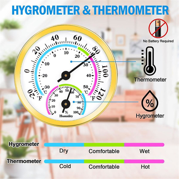 4 stk Mini Termometer Hygrometer, 2 i 1 Innendørs Utendørs Temperatur Fuktighetsmåler Måler for Hjemmet