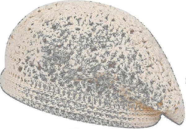 Sommerhatt i bomull for kvinner, lett, retro, håndlaget beret