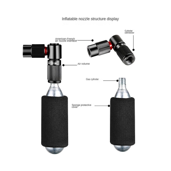 CO2-pumpe til cykel med Presta og Schrader ventil, kompatibel med mountainbikes og racercykler