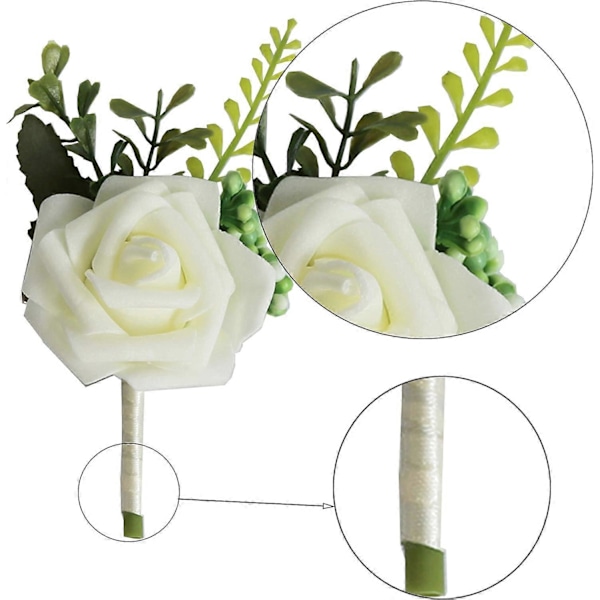 2 stk. Rose Boutonniere Bryllup Boutonniere HvitRosa Rose Håndlaget Corsage Bryllupsdekor