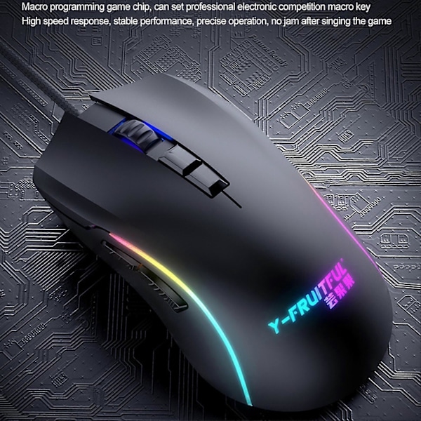 Y73 Trådbunden Mus Snabb Respons Plug Play RGB-ljus 7200 DPI Gamingmus för Kontor