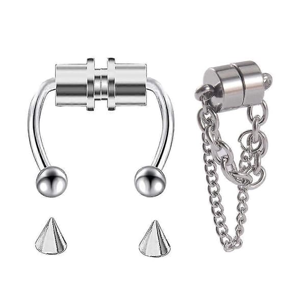 Falsk næsering Hoop Magnetisk Septum Ørering Rustfrit Stål Ikke-piercede Clips