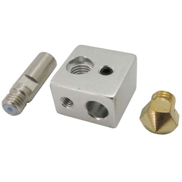 Mk10 Hotend Kit for 3D-skriver M7 Messingdyse og hals med PTFE-rør og aluminiumsoppvarmingsblokk