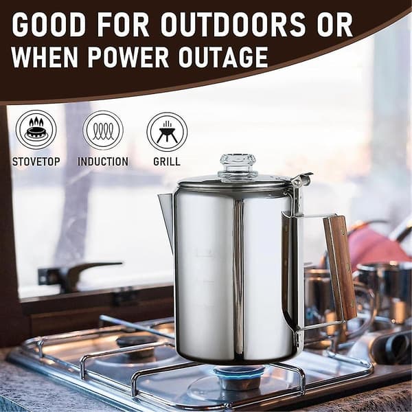 Kaffeperkolatorer Komfur Til Camping, Perkolator Kaffekande Rustfrit Stål Kaffemaskine Camping