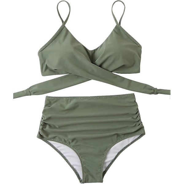 Dame Højtaljet Bandage Bikini Sæt Wrap To Dele Push Up Badetøj