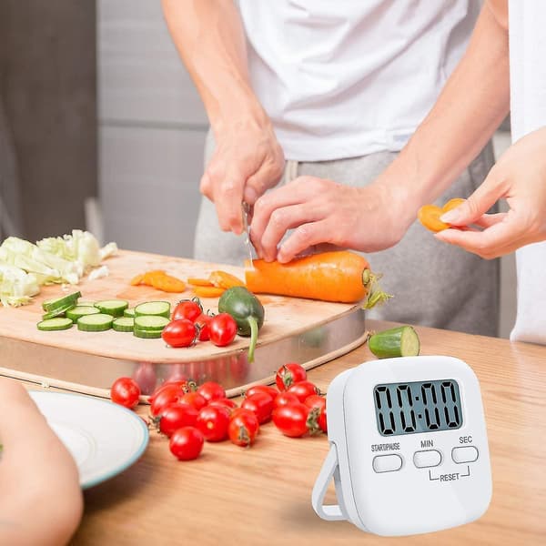 Digital Kökstimer, Kökstimer med Stora Siffror och Nedräkning, Köksklocka/Kökslarm med Ställ, Magnetisk Bas, LCD-Display, 1-pack (vit)