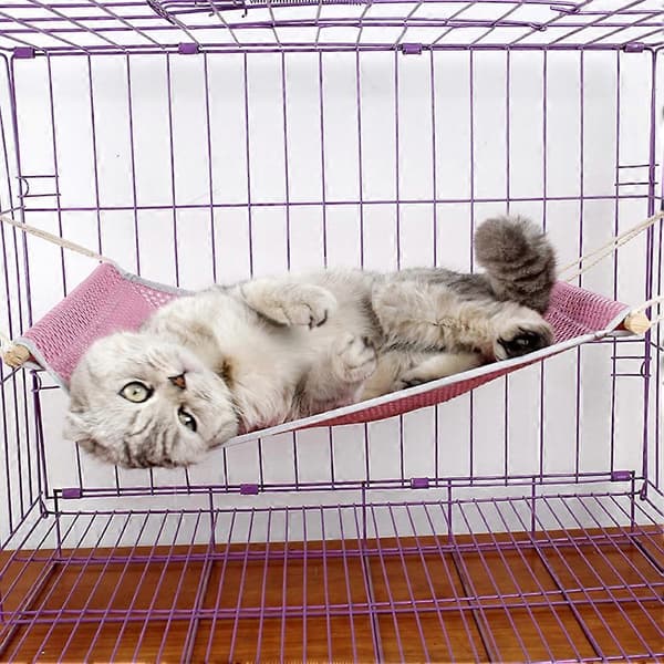 Andningsbar nät hängande hammock gunga säng sovbur för katt