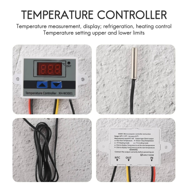 220v Digital LED Temperaturregulator 10a Termostat Kontrol Switch Probe Ny