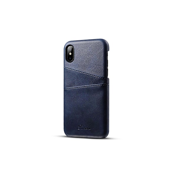 Plånboksfodral för iPhone, 2 kortplatser, slät syntetiskt läder