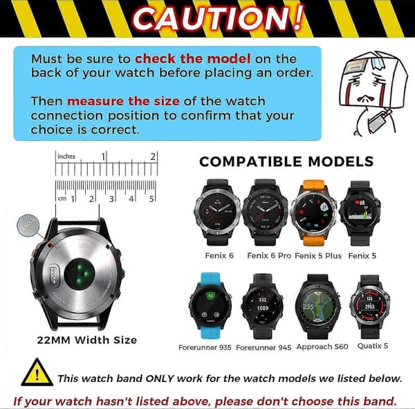 Erstatnings silikonrem - 22mm Quick Fit armbånd