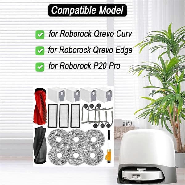 Tillbehörskit för Roborock Qrevo Curv/P20 Pro Robotdammsugare
