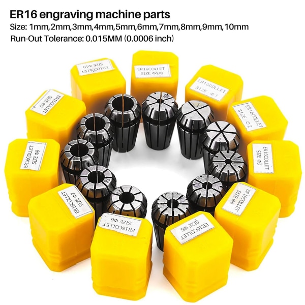 10 stk/sett Ultra Presisjon Er16 1-10mm Fjærpatronsett For Cnc Fresing Dreiebenk Verktøy Graveringsmaskin