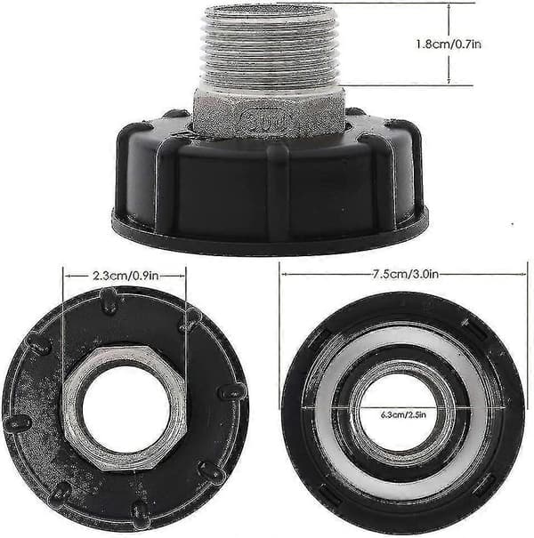 1000l IBC Tank Adapter Tote Tank Drain Rustfritt Stål Adapter For Erstatningskran 1\" Utvendig Gjenge