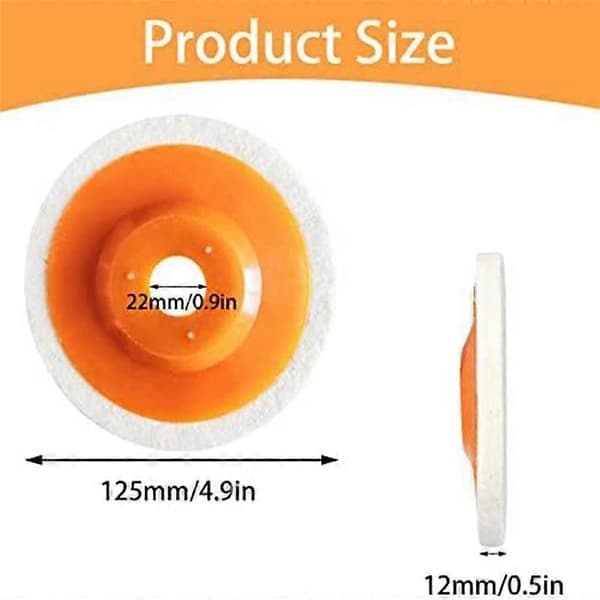 4-pakning 5-tommers rund ullfilt skivehjulpute, for vinkelsliper, poleringsbuffer borehullsdiameter