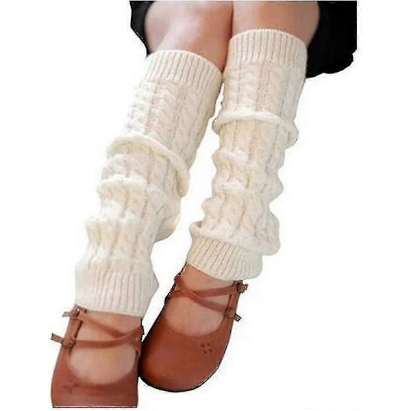 1 Par Strikkede Vinter Termiske Varme Benvarmere - Lange Sokker Støvlekanter Topper Leggings