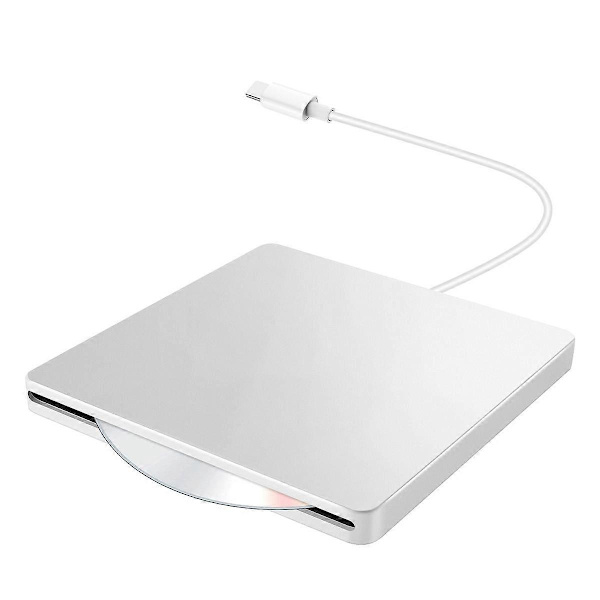 USB Extern CD/DVD-enhet Typ C Bärbar Enhetsfri CD-spelare för Laptop PC Windows, Silver
