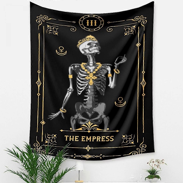 Wekity Skull Tarot Vægtæppe Æstetisk Kunst Hjem Baggrundstof Ornament Gave Pool Vægtæppe Stue Soveværelse Ornament (EMPRESS, 51 X 59 tommer)