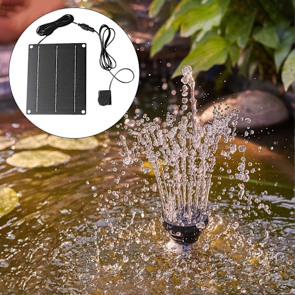 Solpanel Fontänpump Kit med 6 Munstycken Enkel Installation Lätt att Använda Utomhus DIY Solvattenfontän Tillbehör