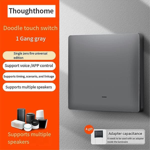 Tuya Smart Switch Wifi Og Rf Radiofrekvens Smart Switch Enkelt Nul Brandlinje Universal 1 Switch Grå