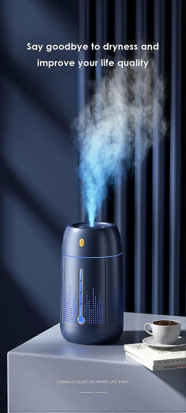 Luftfukter med stor kapasitet for hjemmet USB Ultralyd Diffuser Cool Mist Maker Stille Diffuser Maskin for hjemmekontor Blue