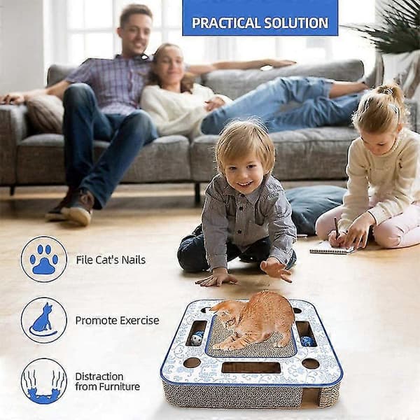 Multifunksjonell Interaktiv Klorebrettstolpe for Katter med Kring Ball 35 X 35 X 6 Cm Macaron