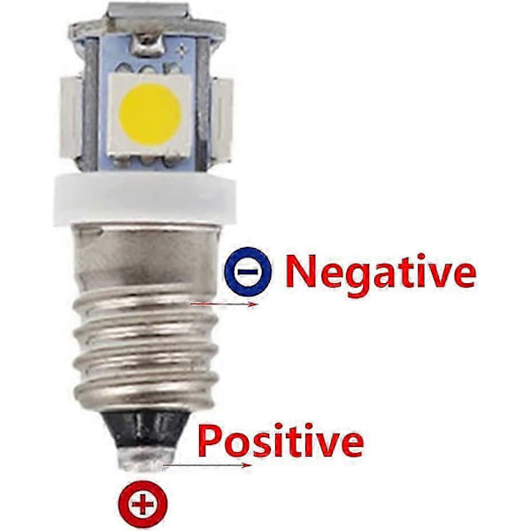 10 st E10 12V Kallvit LED-lampor 5SMD 0.5W 50LM LampKallvit