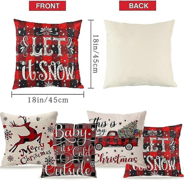 Pakke Merry Christmas Design Putetrekk Dekorative Puter til Sofa Jule Romdekorasjoner