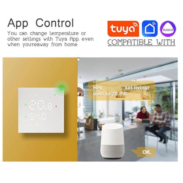 Tuya WiFi Smart Termostat Smart Gasskjele Varme Temperaturkontroller Bryter for Hjem Alexa B