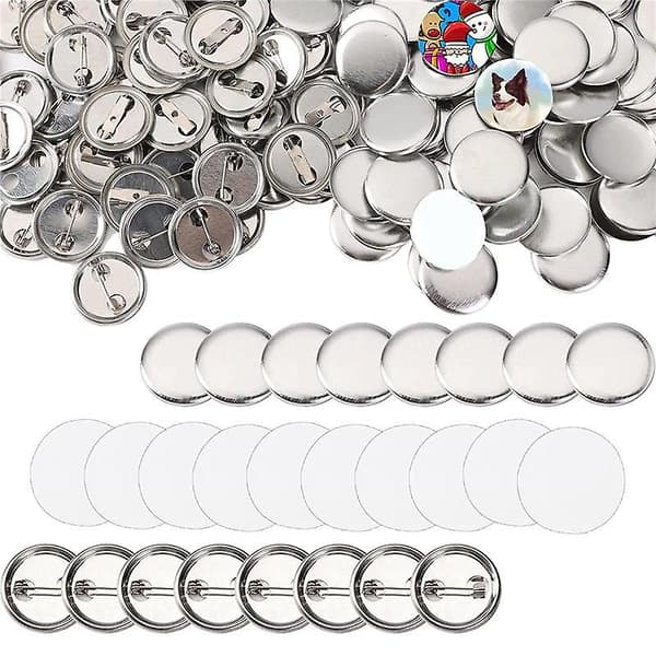 600 stk Blanke Knapper Tilbehør 25mm/1 tomme Bakknappenålsett Metalldeler For Knapper M