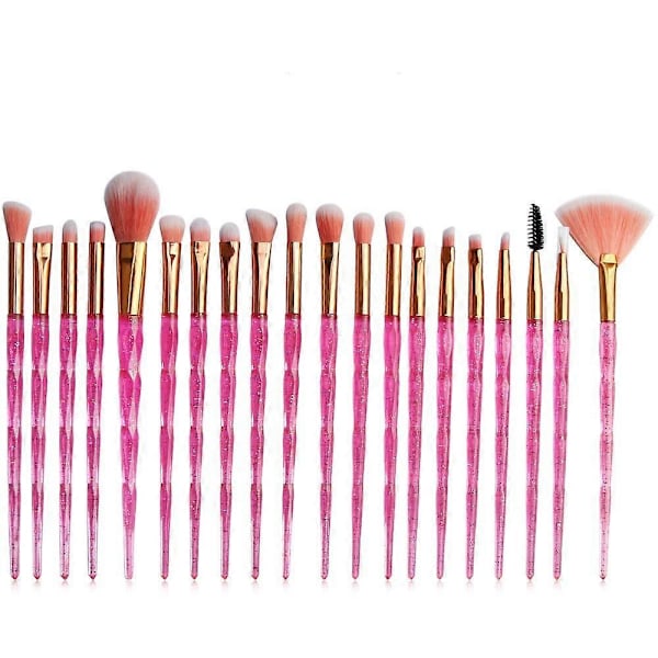 UBIUO 20 kpl kosmeettisia luomiväri-, eyeliner-, kulmakarva-, huuli-, nenä-, meikkivoide- ja puuterisiveltimiä (Diamond-rose)