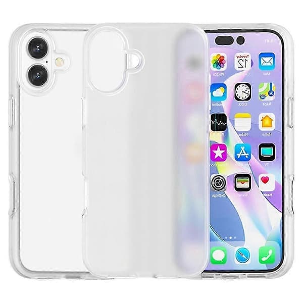 For iPhone 16 Plus-deksel TPU + PC Matt Gjennomsiktig Telefonbakdeksel - Svart